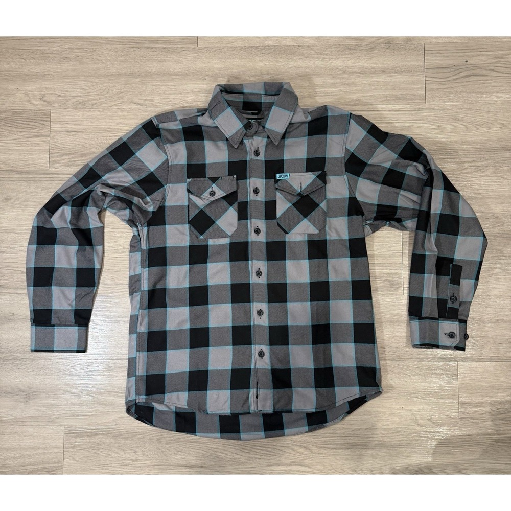 Dixxon Flannel Tesha  Men's XL Shirt Plaid Long Sleeve Grey Blue